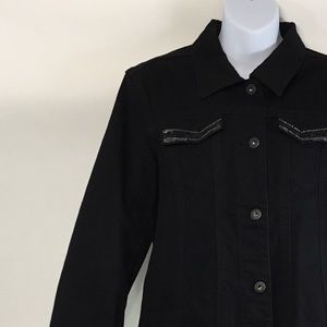 Chico’s Black Denim Embellished Jacket